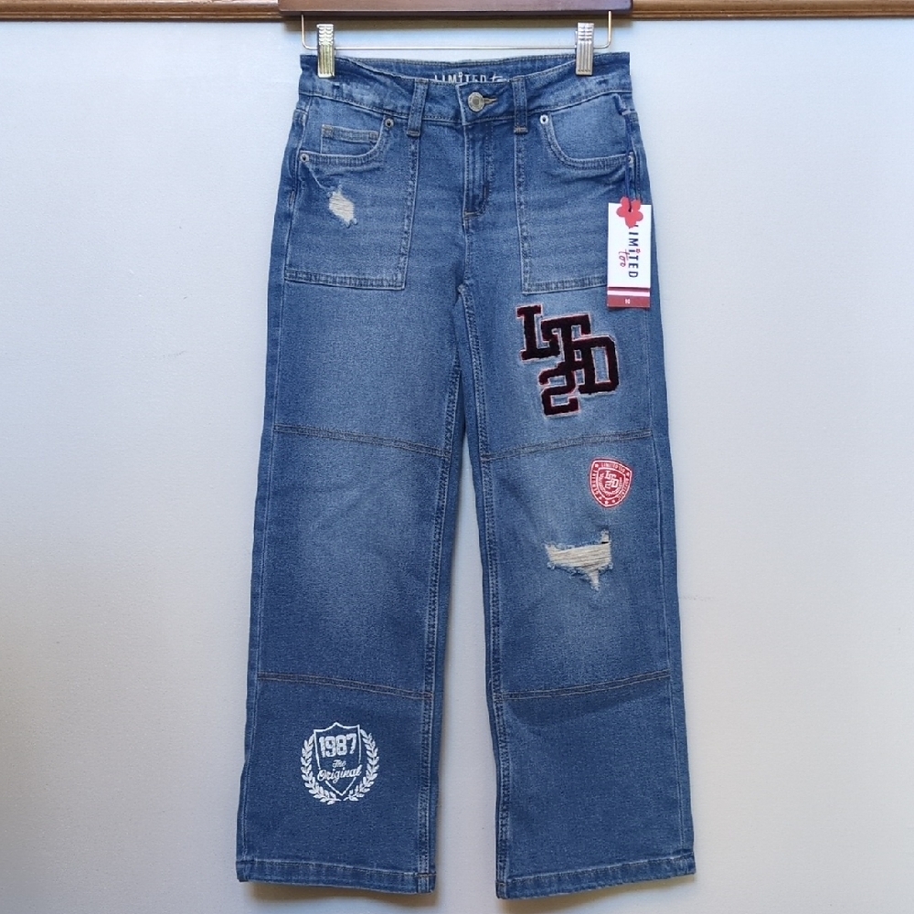 Girls 10 Limited Too Denim Jeans 3D Letter Patch Distressed Retro 90s Y2K 1987 ♥